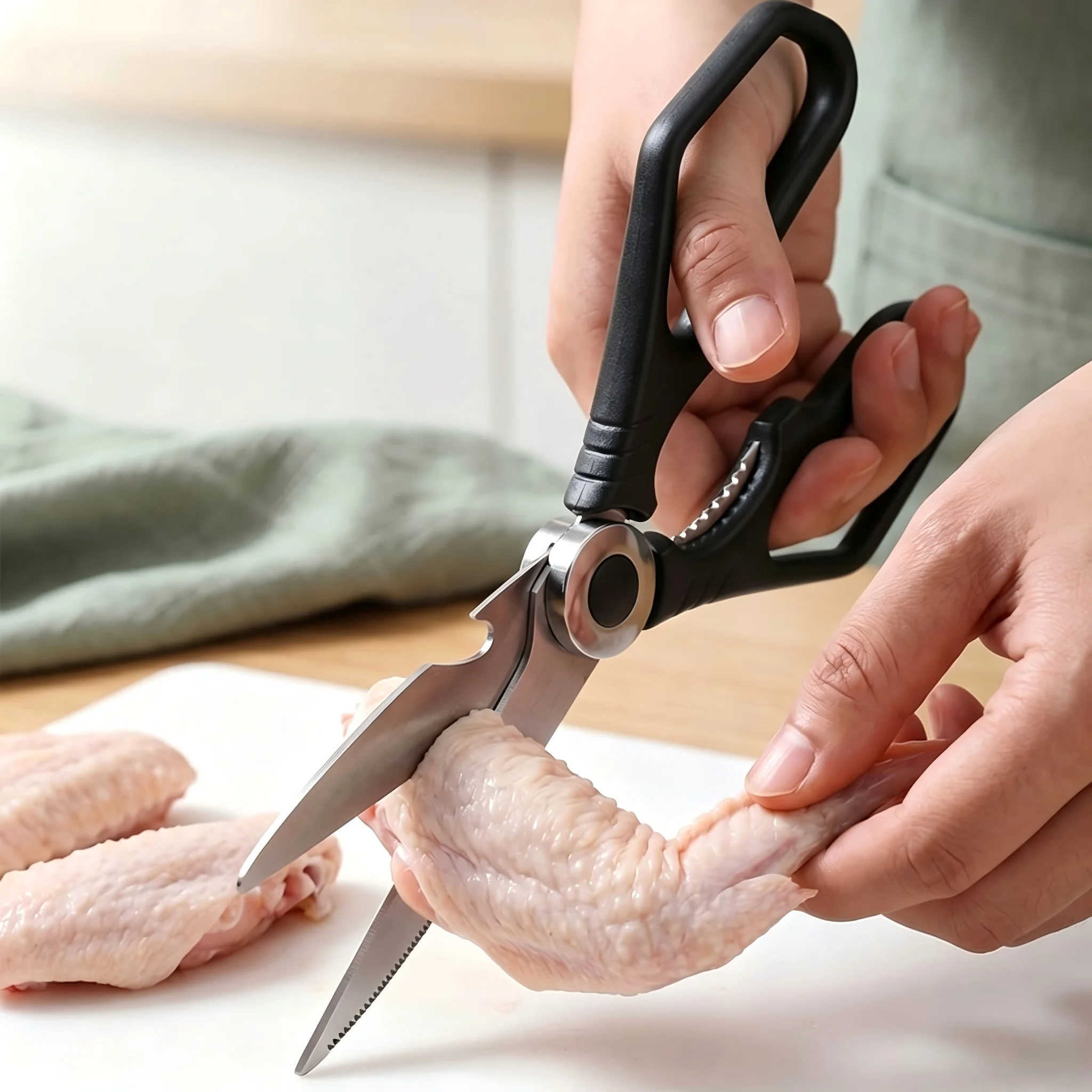 Stainless Steel Kitchen Scissors Cutting Meat Roast Fish Chicken Bones Scissors Bottle Opener, Multifunctional Kitchen Tools