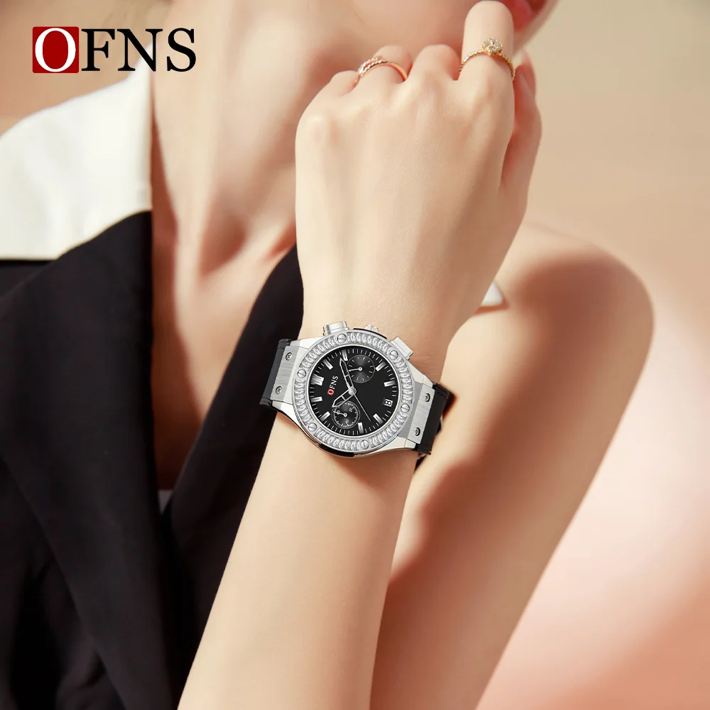 OFNS ماركة 1530 ساعة كوارتز نسائية جديدة مقاوم للماء التقويم متعدد الوظائف بسيط الأعمال ساعة كوارتز نسائية 2025 #6
