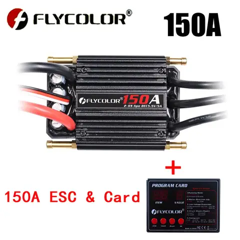 Controlador de velocidade ESC sem escova Flycolor, Suporte para cartão Progaming 2-6S Lipo BEC 5.5V 5A 50A 70A 90A 120A 150A, Barco RC