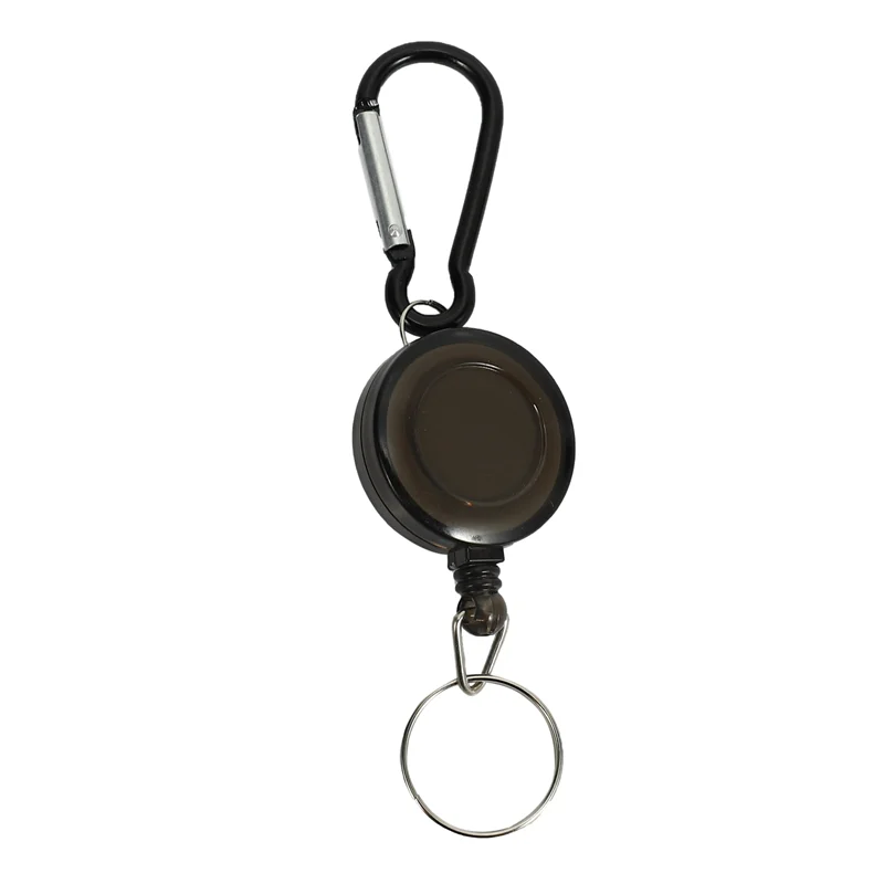 Lot 2 Tempat Lencana Tempat Winder Gantungan Kunci Carabiner Dapat Ditarik Klip Sabuk Tempat Kartu ID Tempat Kartu-Hitam