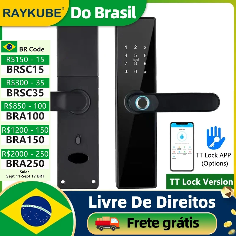 Do Brasil RAYKUBE H4 TT Lock Electronic Lock Smart Door Lock Fingerprint Digital Door Lock APP/IC card/ Password/Key Unlock