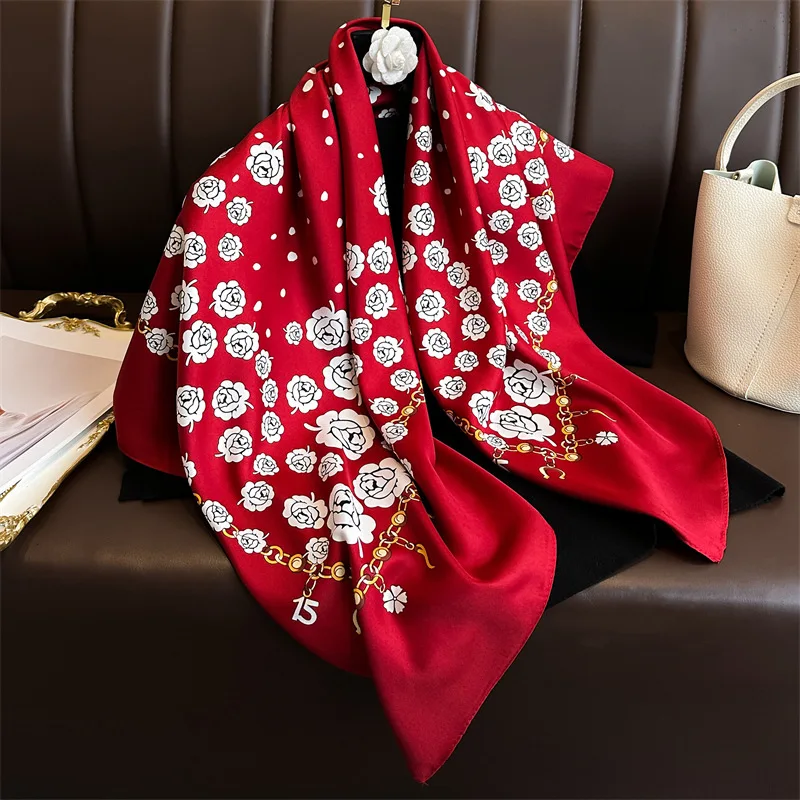 New Fashion Scarf for ladies scarf Silk feeling Printing 90*90 scarf shawl decorative headscarf Variety professional shawl