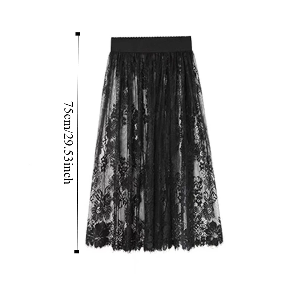 Flower Lace Underskirt Slips Anti-glare 75cm Mesh Underskirt Slips Dress Hight Waist Cheongsam Lining Petticoat Women Commuting image 5