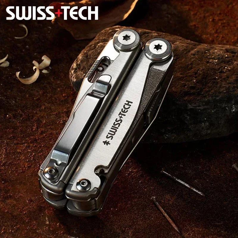 SWISS TECH 18 in 1 pinze multiutensile pieghevole multifunzionale strumento combinato coltello da tasca portatile EDC attrezzatura da esterno