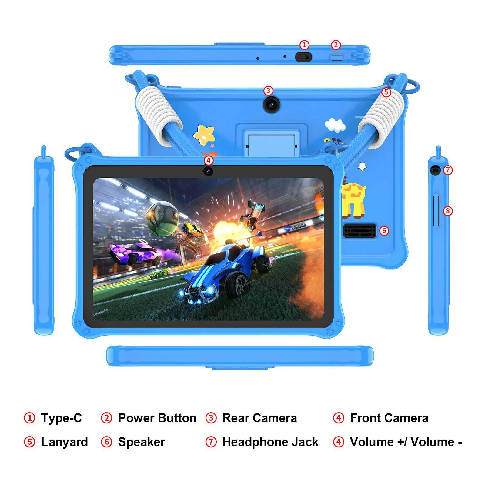 7 Inch  Tablet PC, 4GB(2+2 Expand) RAM 32GB ROM With Shockproof Silicone Protective Case Entertainment Tablet