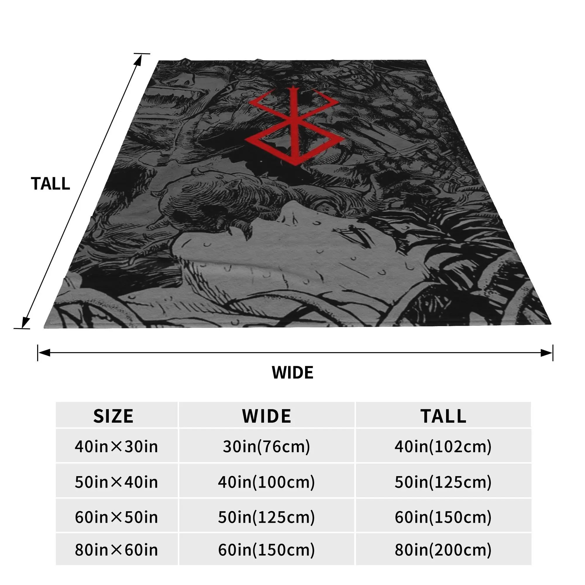 Japan Anime Berserk Swordsman Manga Guts Blankets Warm Flannel Sofa Throw Blanket for Bedroom Outdoor Throws Bedspread Quilt
