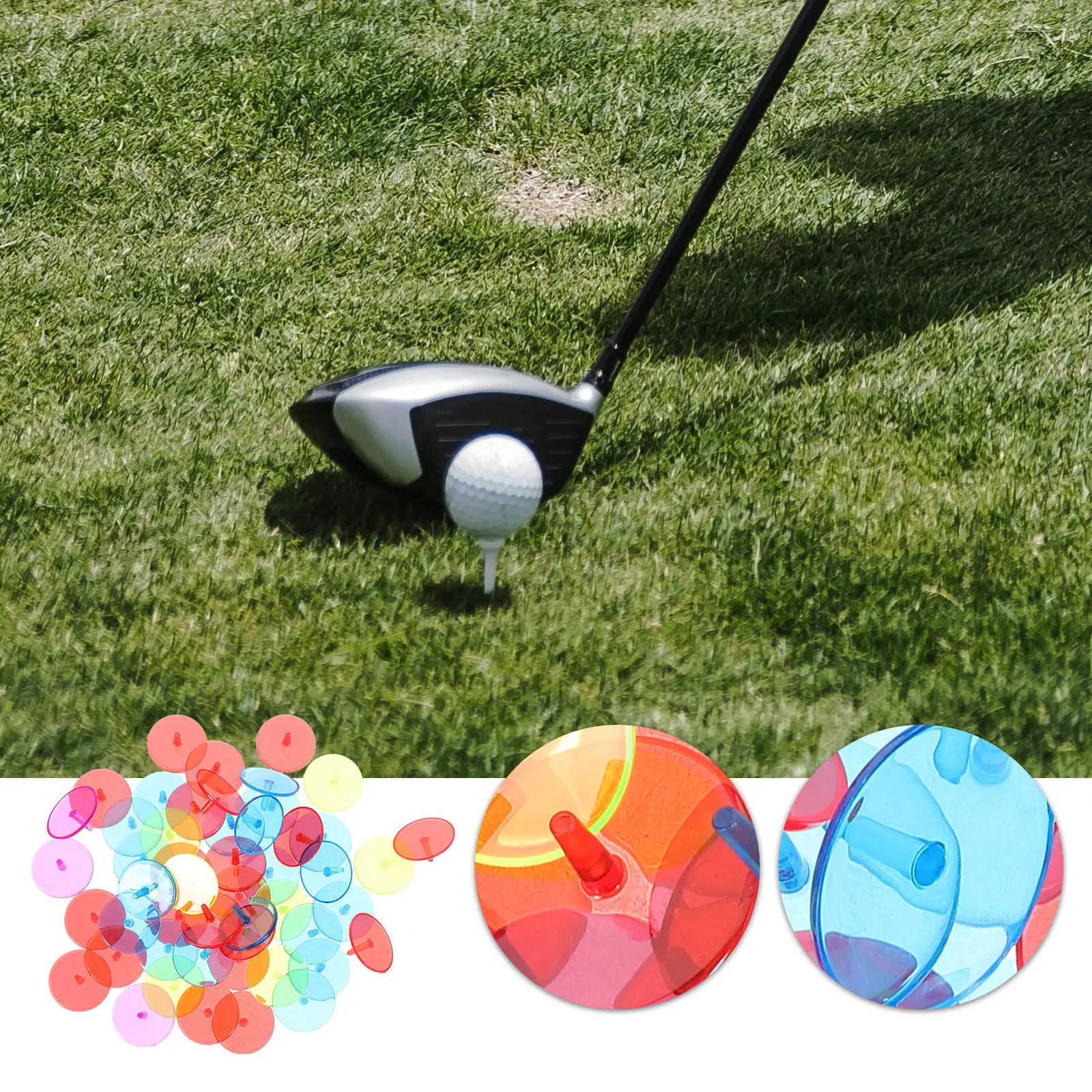 

50Pcs Transparent Ball Marker Golf Position Tool Yellow Plastic Round 0.9 Inch 238Mm Accurate Game Marking Accessory