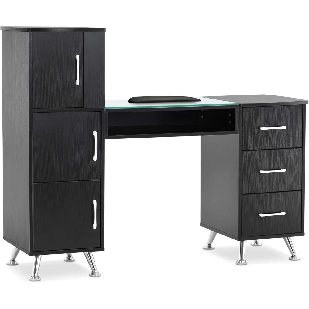 

Manicure Table, Nail Makeup Desk with Drawers, Storage Beauty Salon Workstation 2611 (Black)