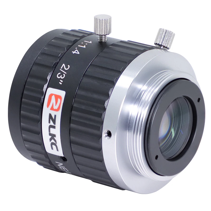 ZLKC F1.4 Obiektyw przemysłowy 16 mm Stała ostrość 2/3'' C Mount Lente 5MP FA Kamery CCTV Obiektywy o wysokim kontraście do wizji maszynowej