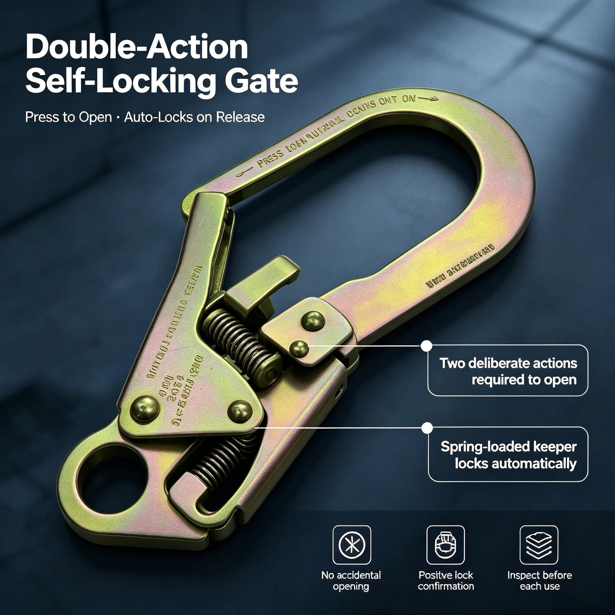 Locking Snap Hook Auto Locking Carabiner Heavy Duty Portable Practical Sturdy Clip for Downhil Camping Caving Rock Climbing