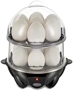 

Hamilton Beach 3-in-1 Electric Egg Cooker – Hard Boiled, Poached, Omelets, Steams Veggies, 14-Egg Capacity