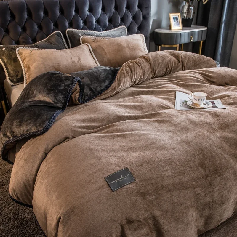 Fashion quilts with plush quilt core thicker comforter winter blanket warm spring autumn quilt cover detachable washable bedding