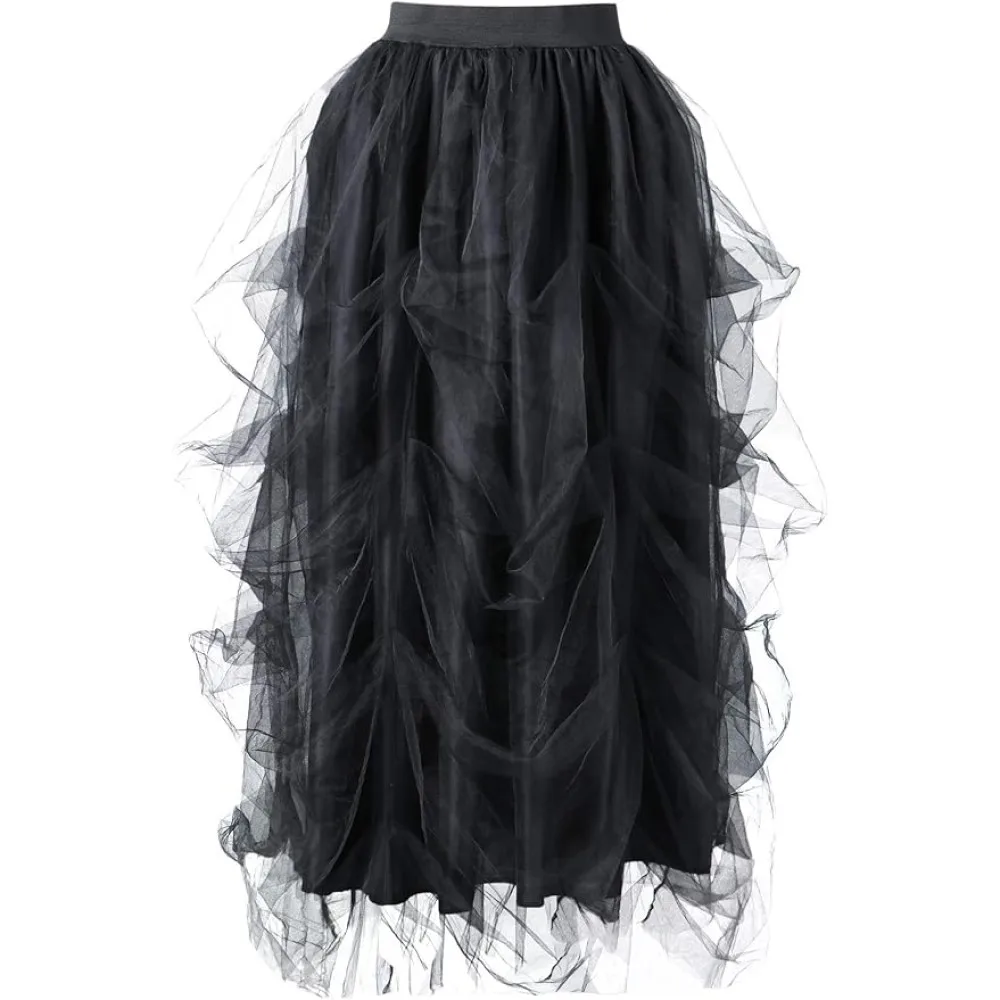 Donne a vita alta alto basso strato Tulle lunghezza del pavimento gonna occasione speculare costumi Cosplay di Halloween