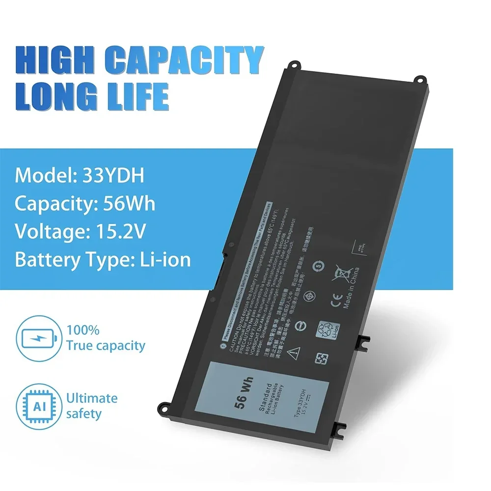 33YDH Laptop Battery for Dell Latitude 13 3380 14 3490 15 3590 3580 Inspiron 7000 7778 7773 15 7577 G3 3579 3779 G5 5587 G7 7588 view 2