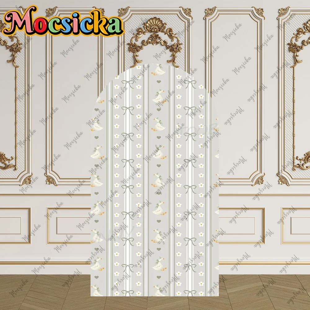Mocsicka 2-Sided Arch Cover One Silly Goose Theme Decoration Backdrop Baby Shower Cake Smash Newborn 1st Party Prom Photo Props