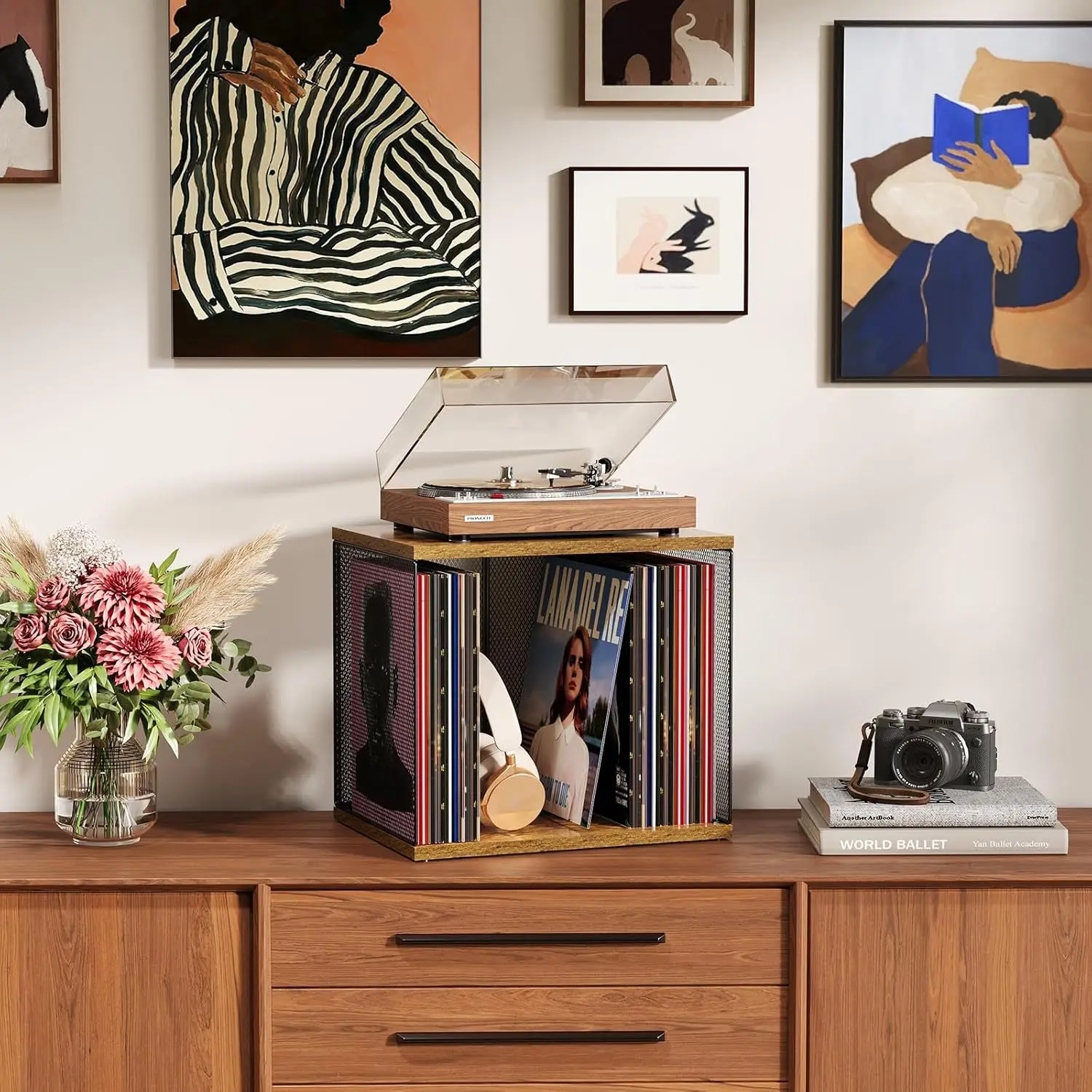 Cube  Rack Stackable Vinyl  Box  Record Cabinet Desktop