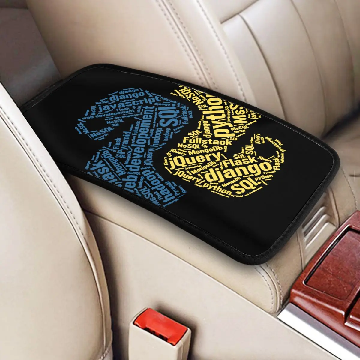 Center Console Cover Pad Python Programmer Car Armrest Cover Mat Computer Developer Coder Coding Car Interior Cushion