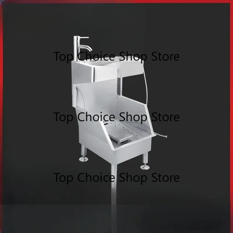 Stainless Steel Integrated Shoe Washer With Backing Plate For Public Place Shoe Cleaning Work
