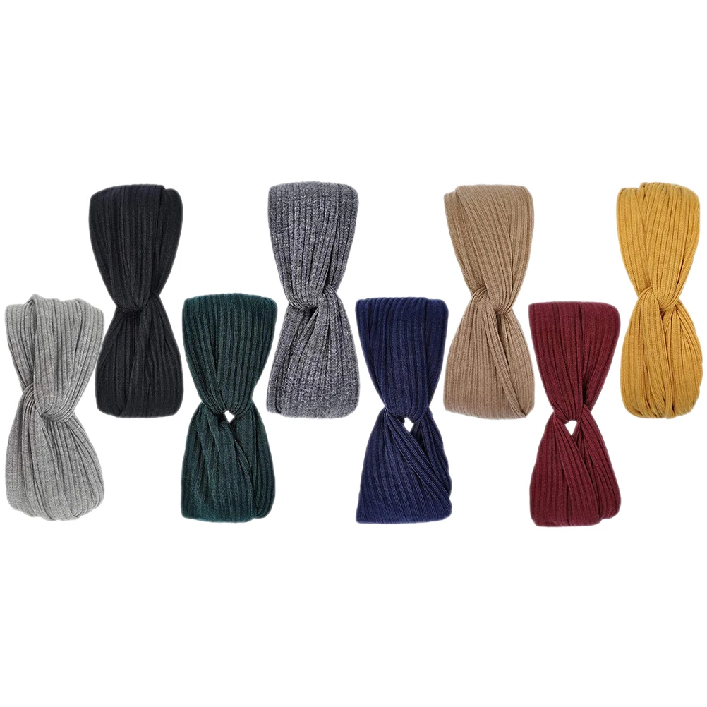 

8 Pcs Yoga Sports Headb s Elastic Stretchy Knitted Thread Turban Sweatb s for Women Running Yoga Twisted Fabric