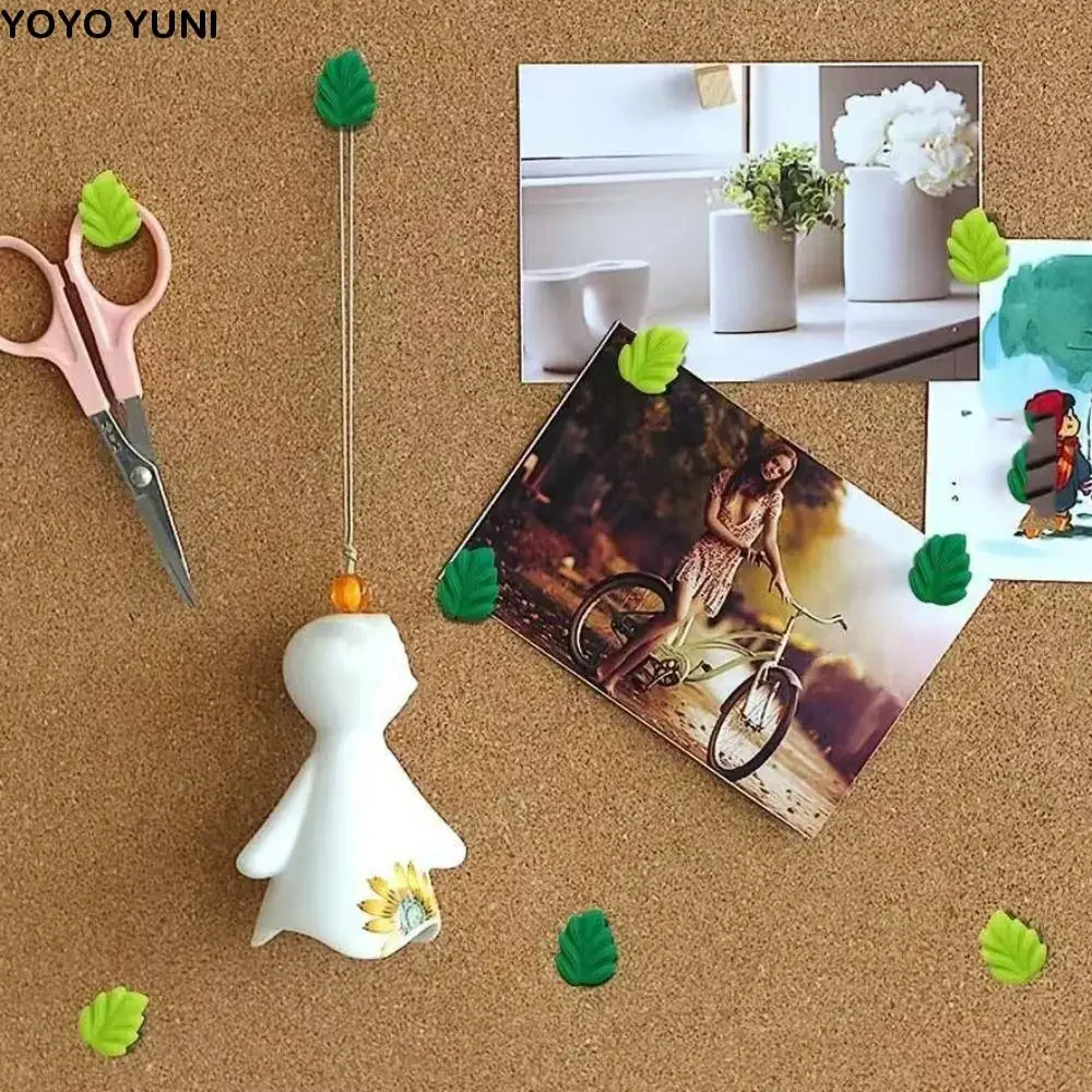 

50pcs Green Leaves Shape Plastic Push Pins Plastic Metal PP Metal Push Pins Colored Cute Colored Push Pins School Stationery