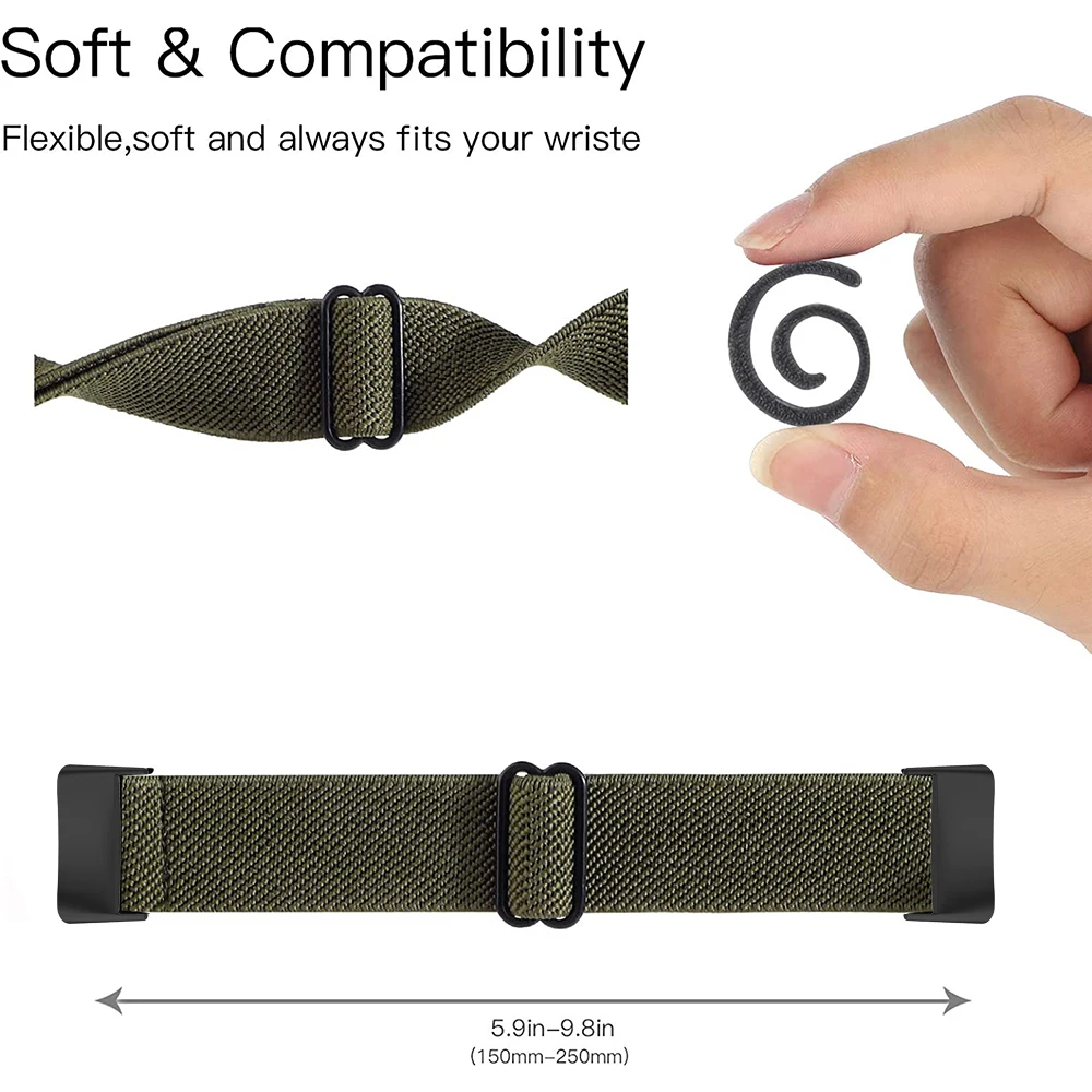 Fascia elastica in nylon per Fitbit Charge 6 5 donna uomo cinturino sportivo intrecciato per Fitbit Charge 6 5 Correa