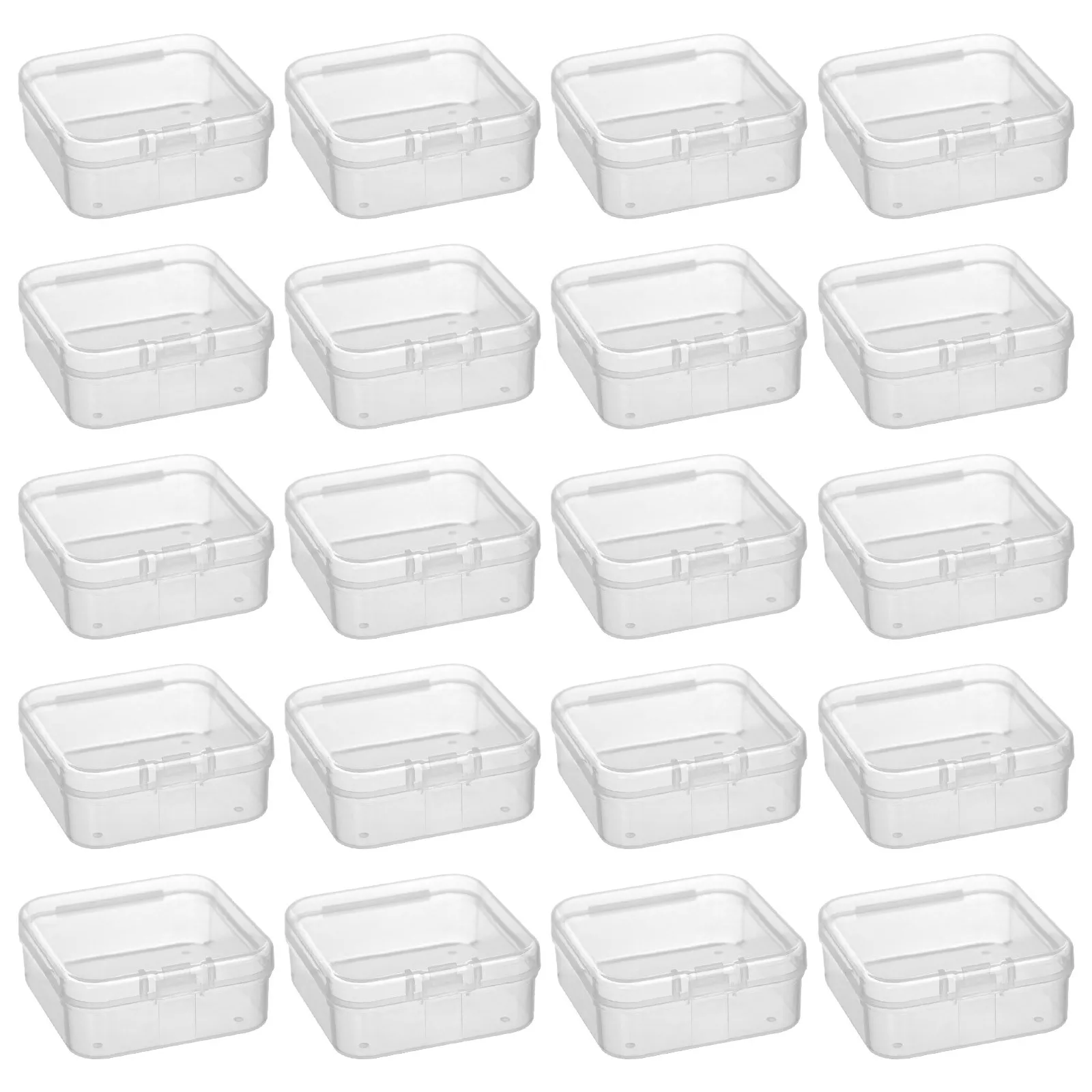 20pcs Small Plastic Storage Box Clear Durable Organizers For Craft Beads Coins Jewelry Pills Snacks Desktop Container Case