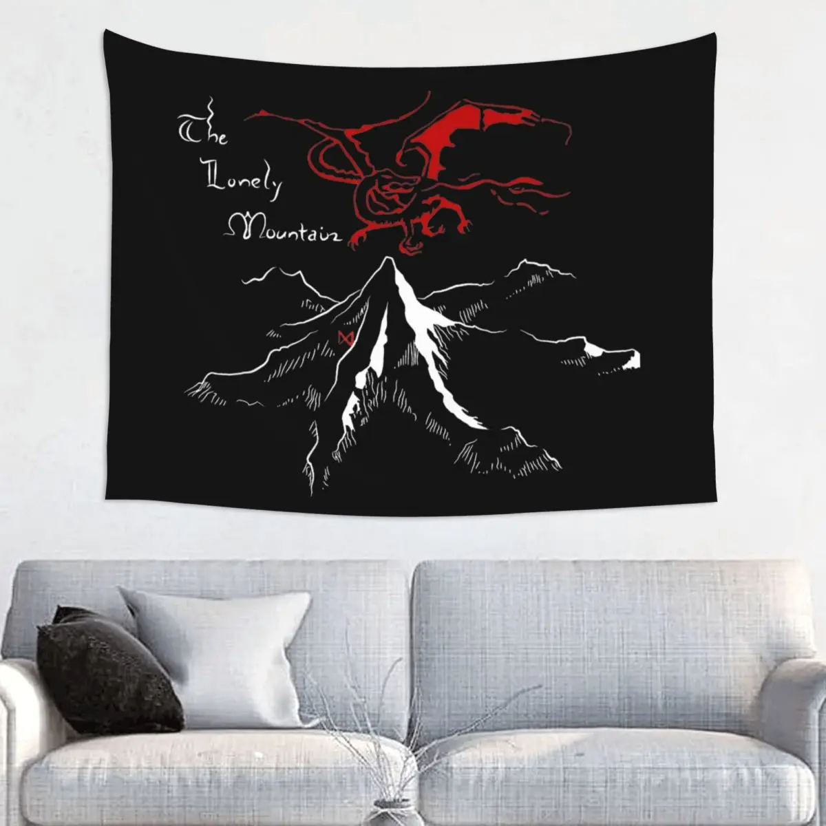The Lonely Mountain Tapestry Colorful Polyester Wall Hanging L-Lords Of The R-Rings Room Decoration Table Cover Retro Tapestries