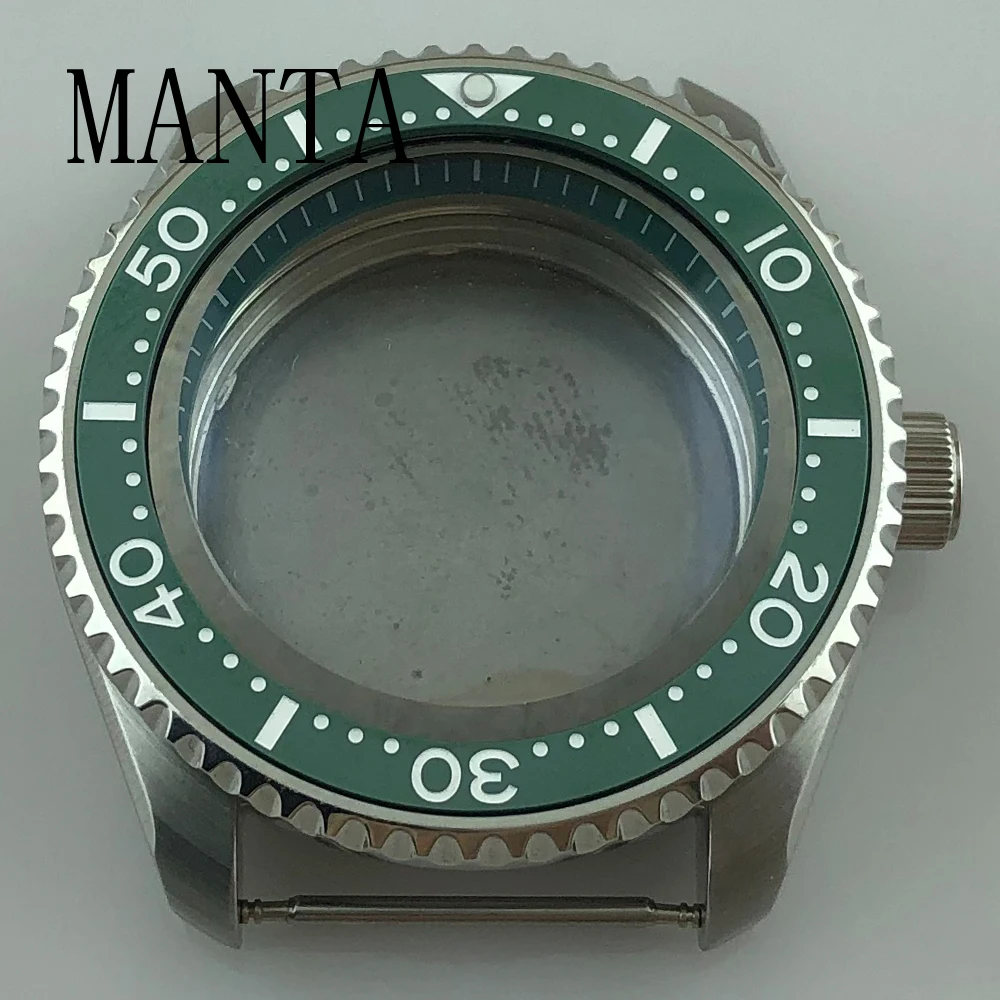 MANTA 42mm Stainless Steel Case Green Decoratiue Ring Ceramic Bezel Sapphire Glass Fit NH35/NH36 Movement Watch Parts