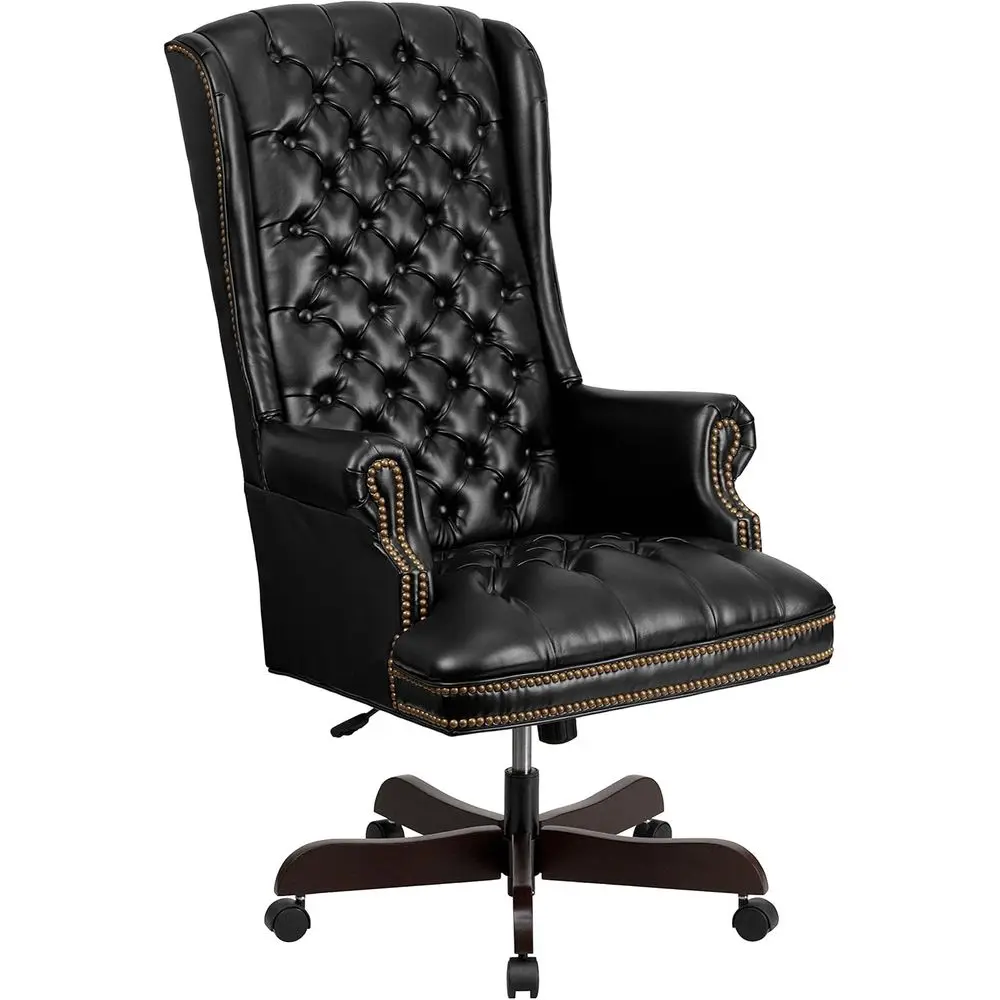 

High Back Traditional ully Tuted Black LeatherSot Executive Swivel Ergonomic Oice Chair with Arms
