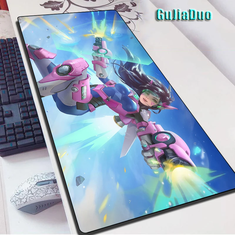 D.Va Alas Mouse Anime Gamer XXL Ukuran Besar Papan Ketik Komputer Meja Matras Gaming Aksesori Kawaii Comic Mousepad PC Metallo