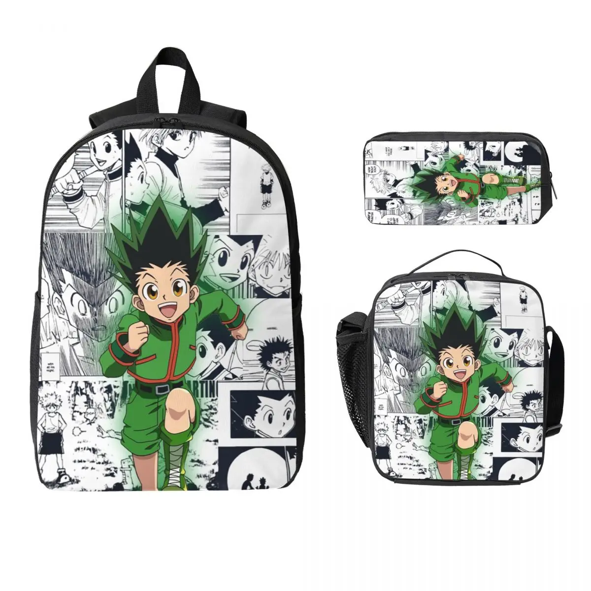 

Anime HXH Hunter x Hunter Backpack Student Boy Girls BookBag School Bag Laptop Shoulder Bags 3ps Insulated Lunch Bag Pencil Case