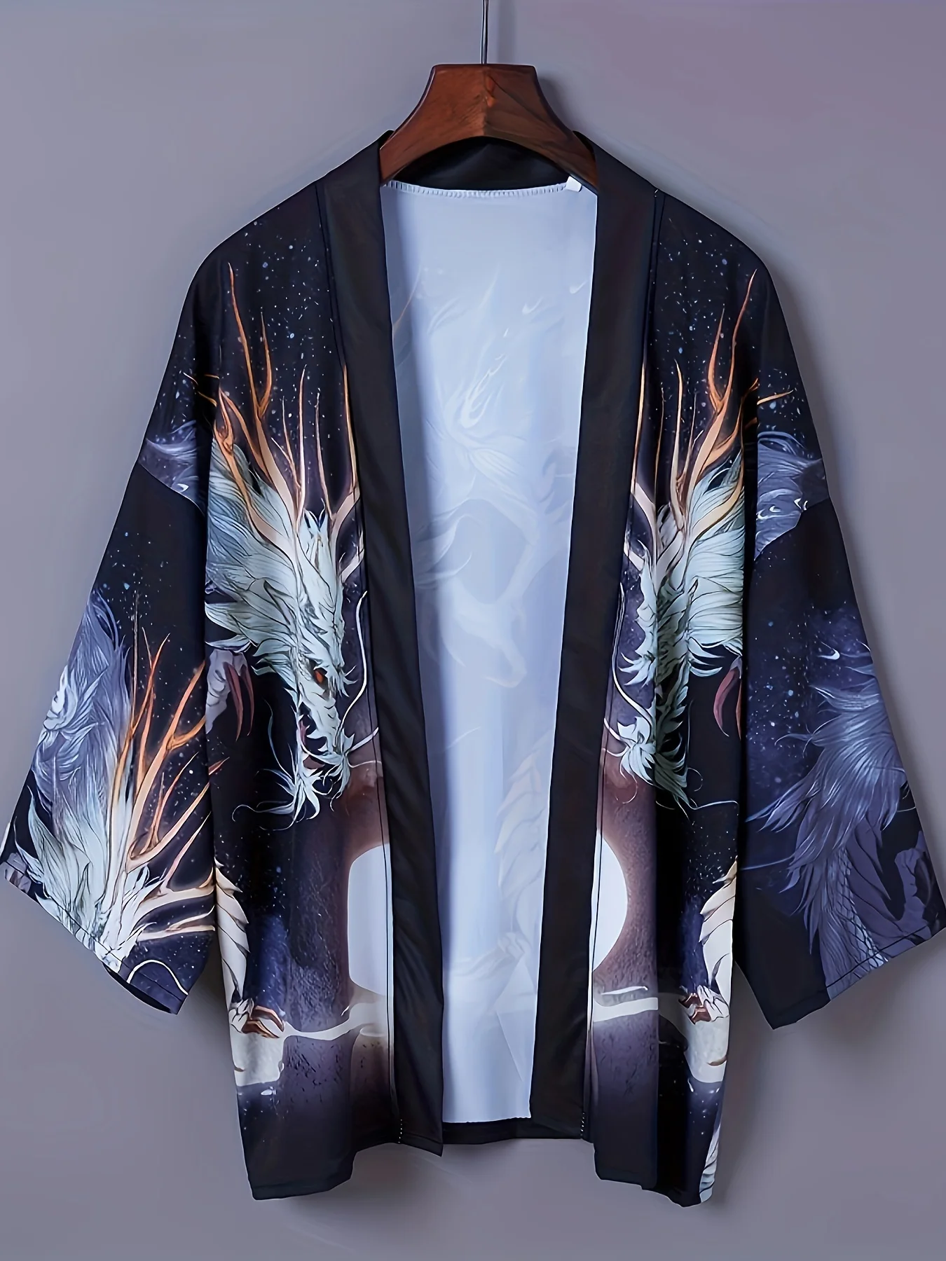 Chinese style retro ukiyo-e dragon robe day feather woven cardigan modified kimono seven-point sleeve loose sun protection coat