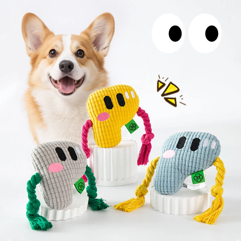 

Durable Rope Knot Plush Dog Toys Chewable Teeth Cleaning Creative Alphabet Design Sound Puppy Toy Interactive Zabawki Dla Pieska