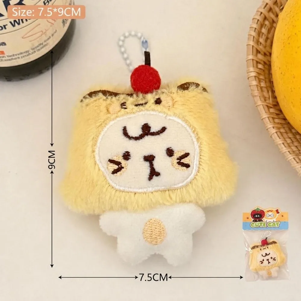 Cartoon Headgear Plush Cat Figurine Pendant Hanging Ornament Gift Backpack Keychain Multicolor Keyring Pendant For Girls