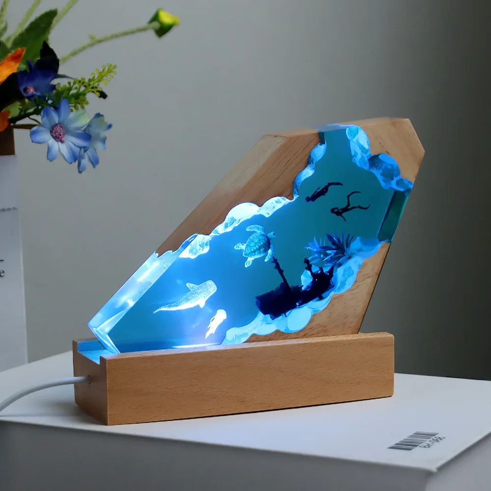 

Miniature Landscape Marine Resin Lamp Decorations for Creating An Atmosphere Creative Home Decor Handicrafts Gifts