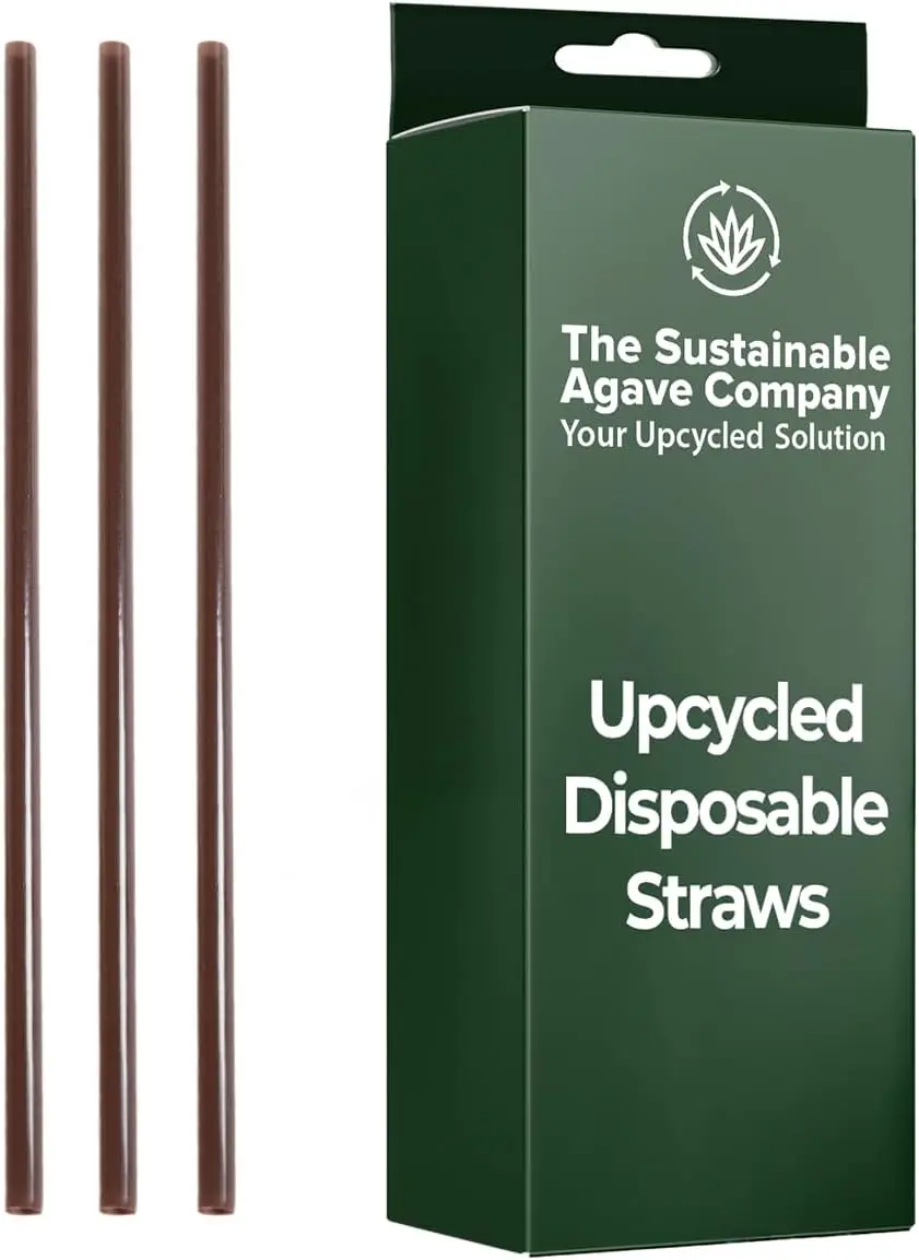 

Eco-Friendly Agave Fiber Drinking Straws, 100 Count, Reusable & Plant-Based, Brown 8"