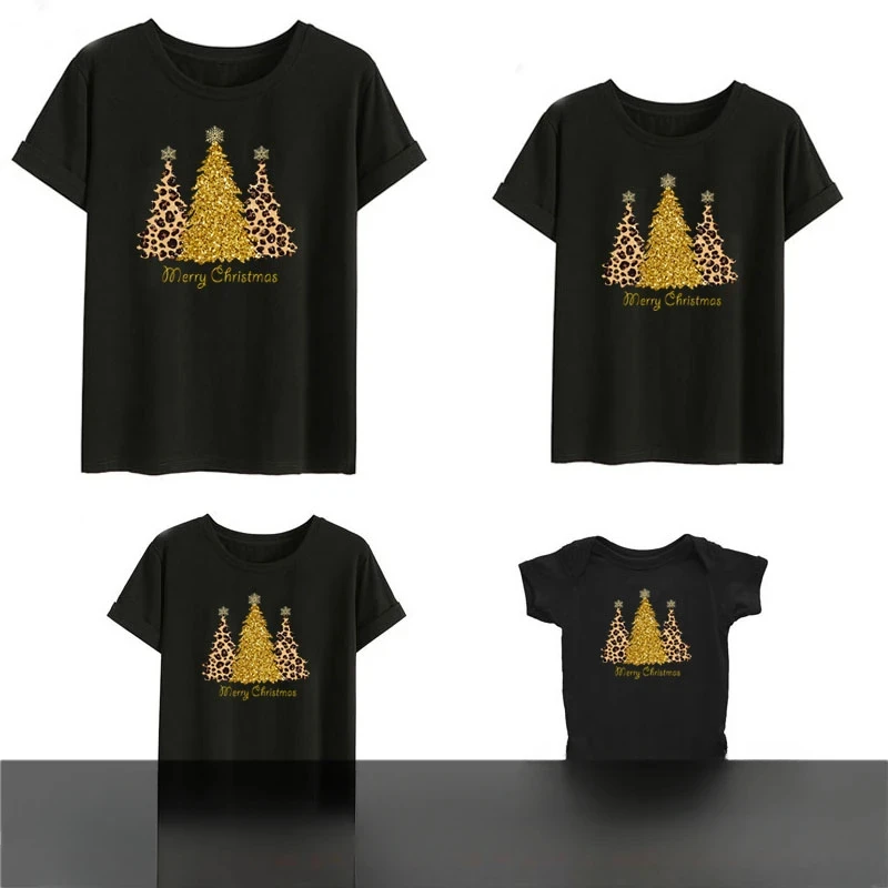 Christmas T-Shirt Family Matching Outfits Mommy Daddy And Me Clothes Mother Father Daughter Son Baby Kids  Family Look Tops