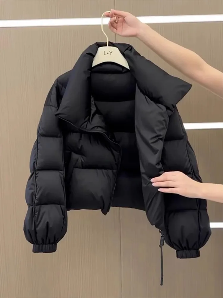 Dames ort Thiened Du down Jaet Winter Warme Bovenkleding Bla Bread Sle Jas Koreaanse Sle Recht gesneden polyester stof