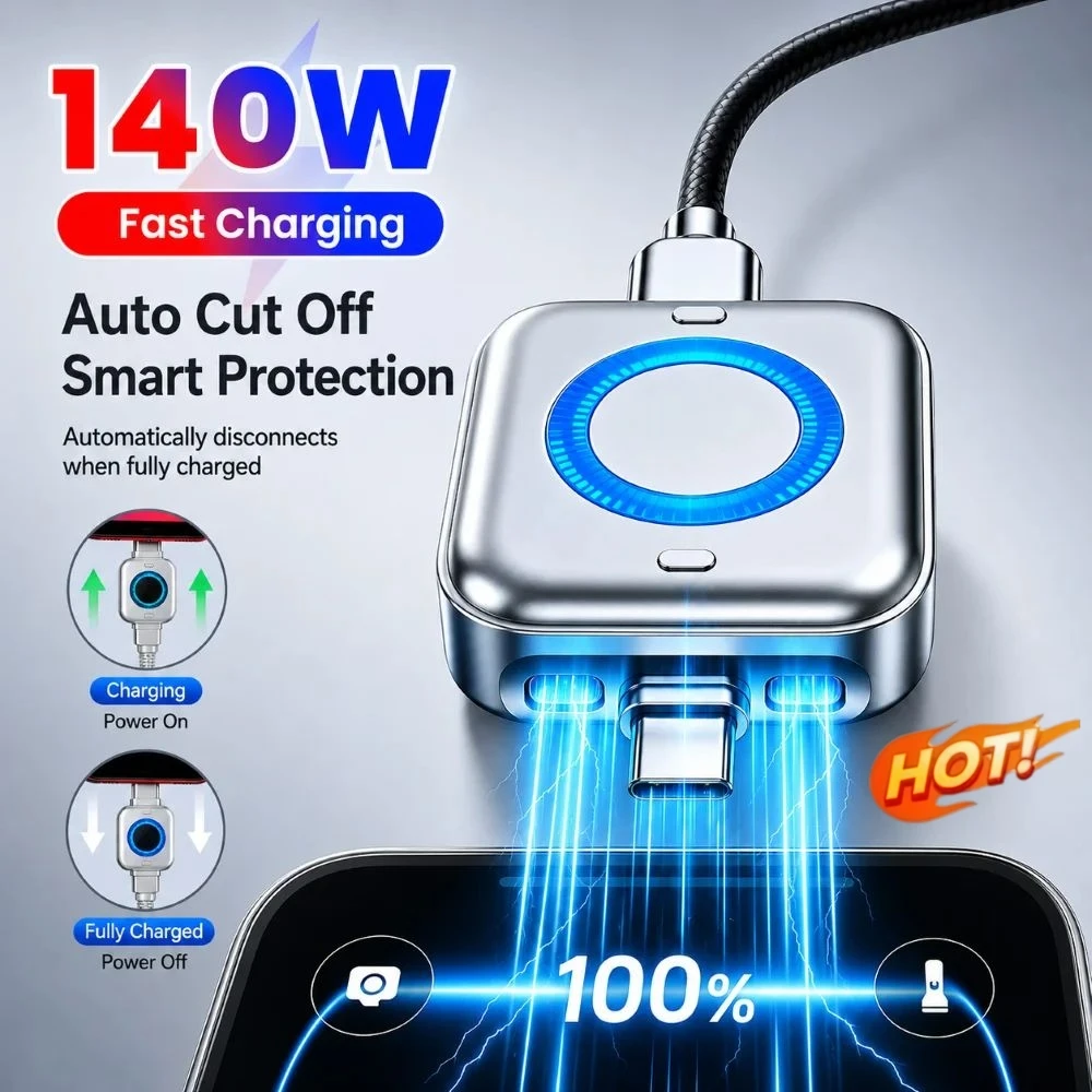 140W PD Fast Charging  Automatic Power-Off Anti-Overcharge Protection Safe Charging Full-Capacity Separator For Phone