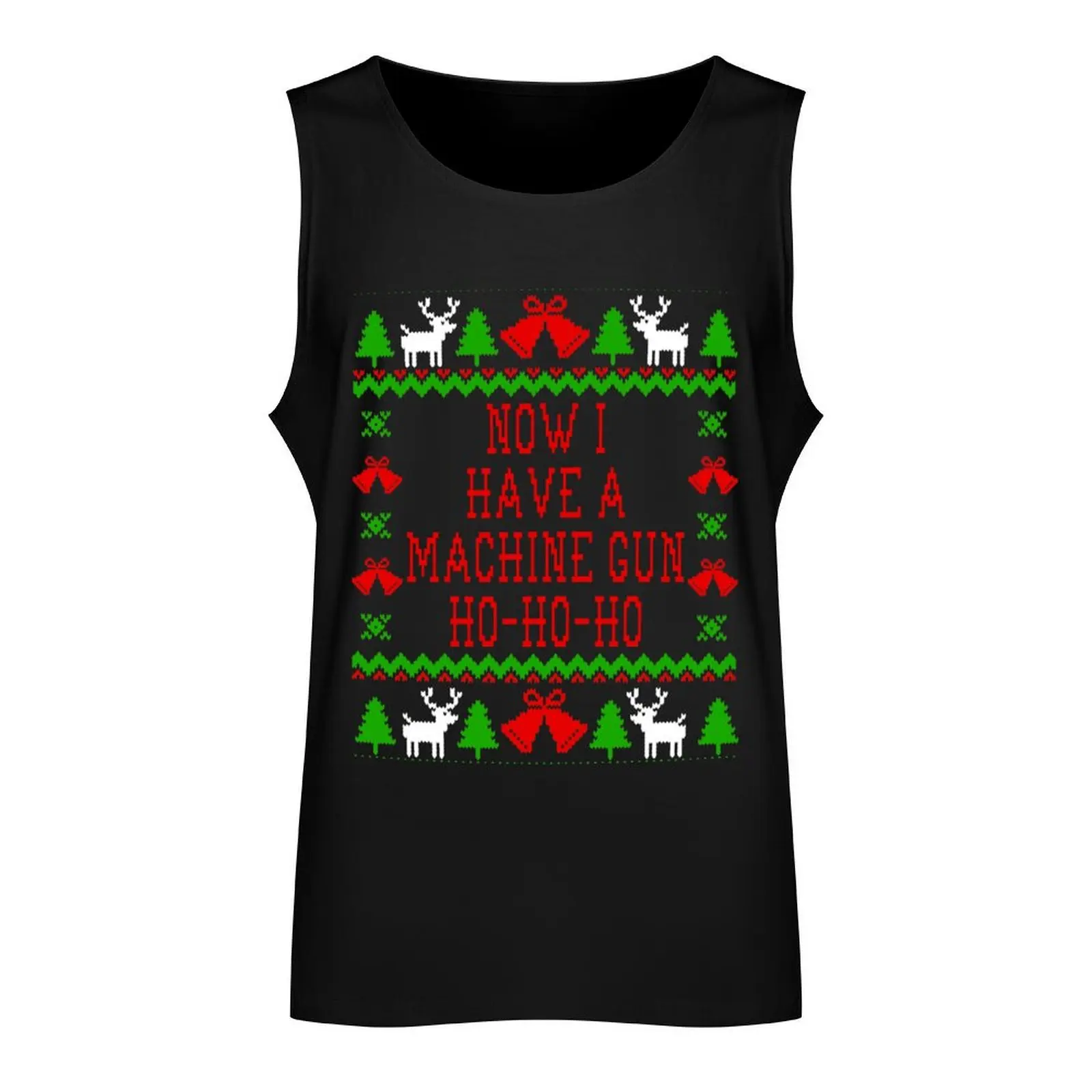 Now I Have A Machine Gun Ho-Ho-Ho - Die Hard Quote - Ugly Christmas Sweater Style Tank Top gym t-shirts Men's sports t-shirt