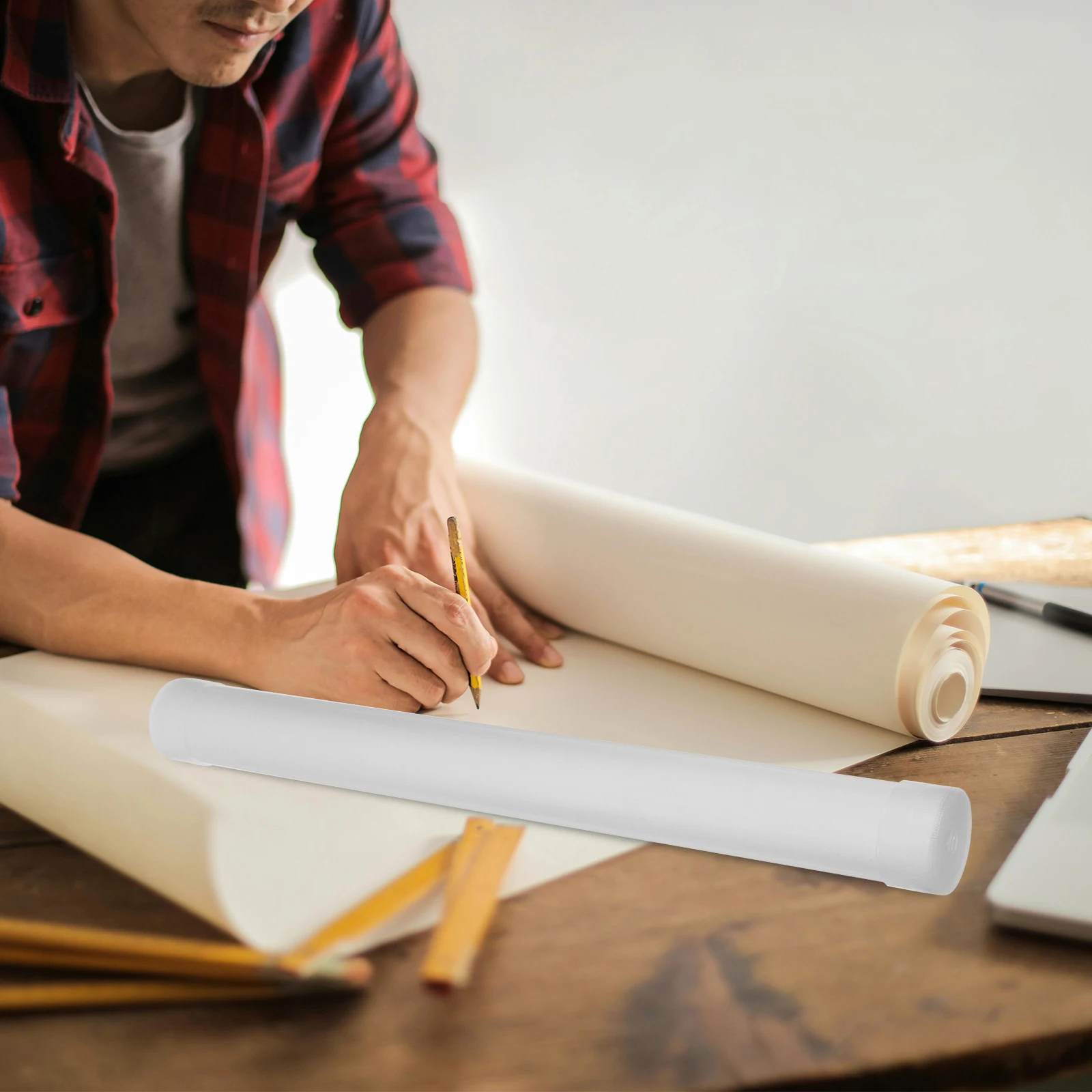 

2pcs Decorative Painting Poster Tubes PVC Storage White Cardboard Drawing MailingTube ArtworkStorageTube PrintsStorageTube