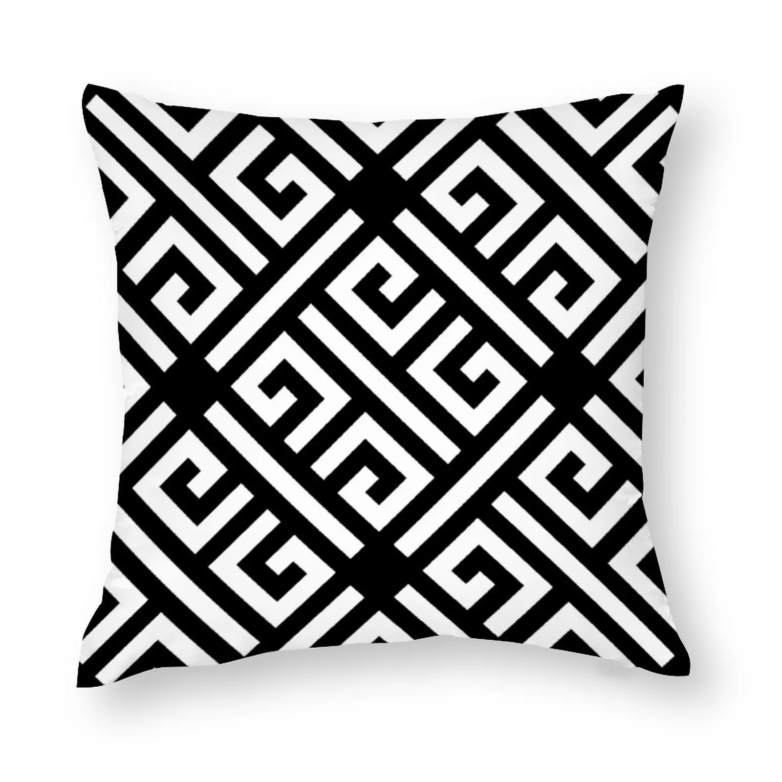 

Throw Pillow Cover 18x18 Inch Greek Key Pattern Black and White Polyester New Square Slipover Double-Sided Printing Pillowcase