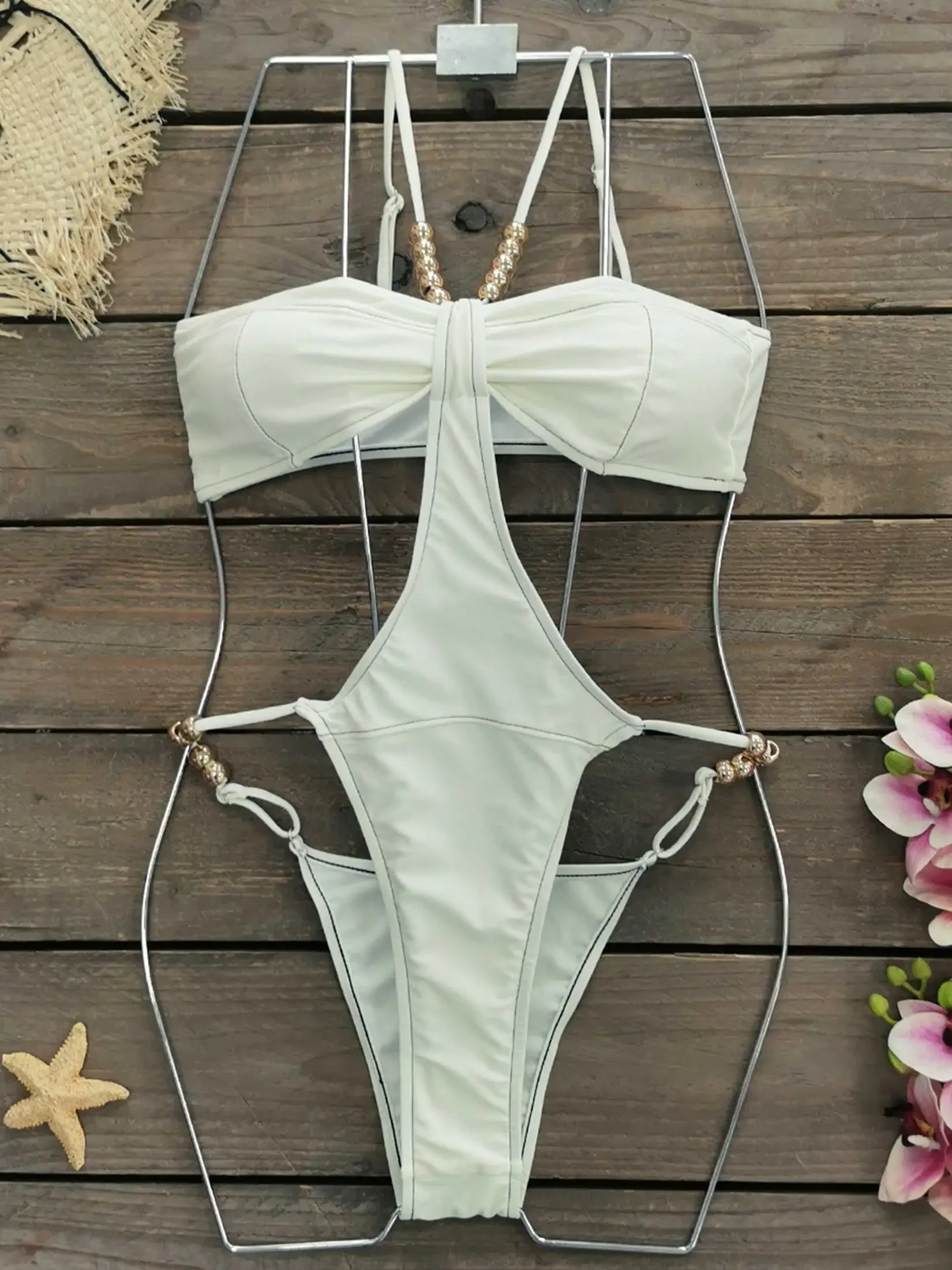 เซ็กซี่ Hollow OUT One-piece ชุดว่ายน้ําผู้หญิงสีดําบราซิล Halter ชุดว่ายน้ํา 2025 ใหม่ Halter บอดี้สูทหญิง Biquini S180