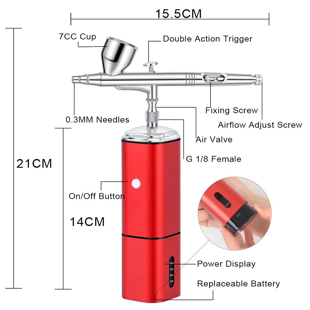 Mini Airbrush Compressor Set Rechargeable Type C Professional Scale Models Mineral Art Design Home Diy Graffiti Graphic