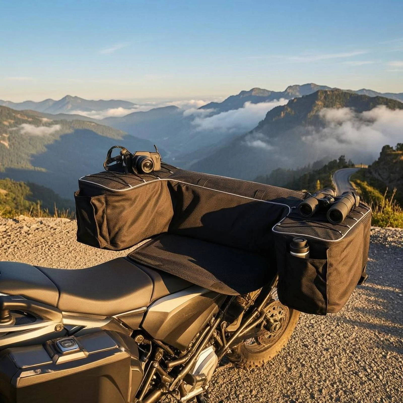 

Motorcycle Seat Storage Bag Side Pockets Waterproof Rear Seat Storage Bag Foldable Long-Lasting