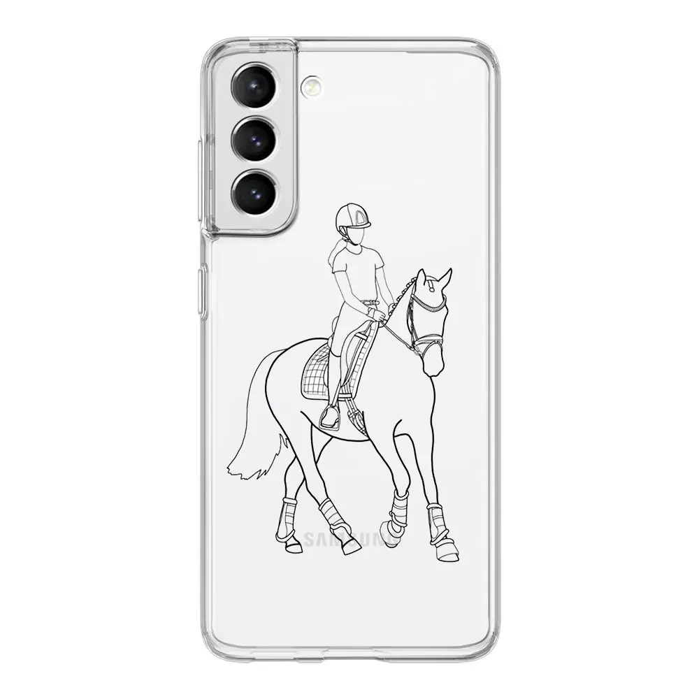 Animal Art Horse Clear Phone Case For Samsung Galaxy S24 Plus S23 FE S22 S21 S20 Ultra 5G S10 S10E S9 S8 Soft Silicone Cover