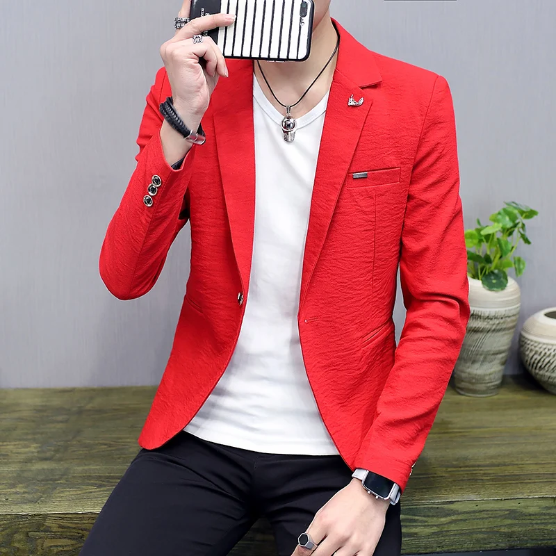 

Однотонный мужской тонкий повседневный костюм для весны и лета, модная верхняя одежда, универсальная белая рубашка для студентов, стильный дизайн с отложным воротником