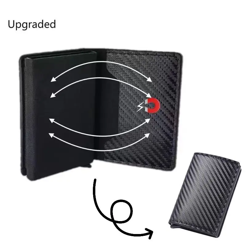 Magnetic Suction Effect Minimalist MEN'S Card Bag Wallet Black - Upgraded Magnetic Closure