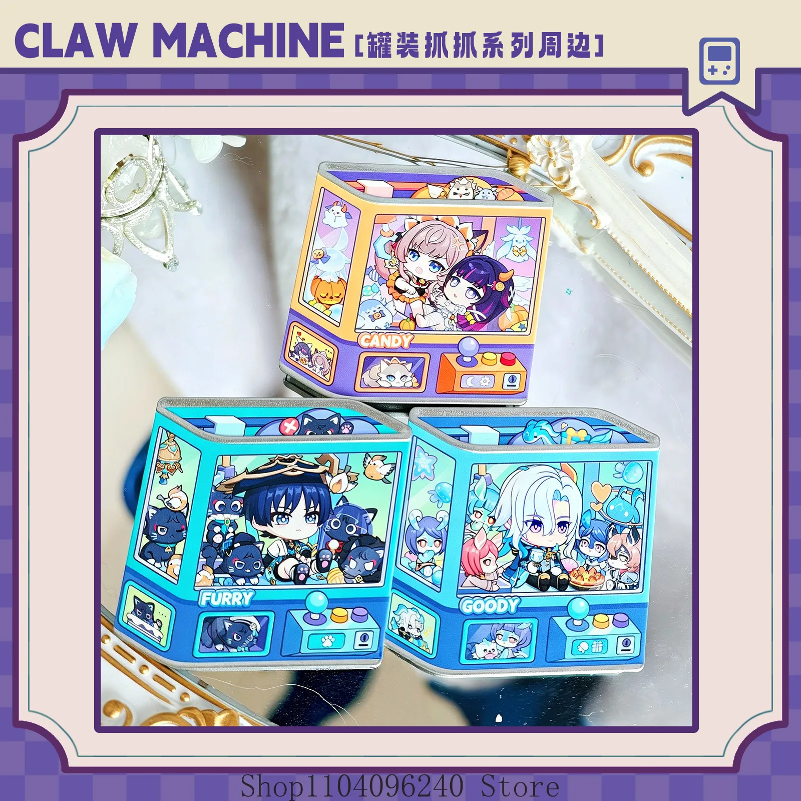 Genshin Impact Scaramouche Wanderer Focalors Furina Claw Machine Themed Badges Polaroid Anime Cosplay Halloween
