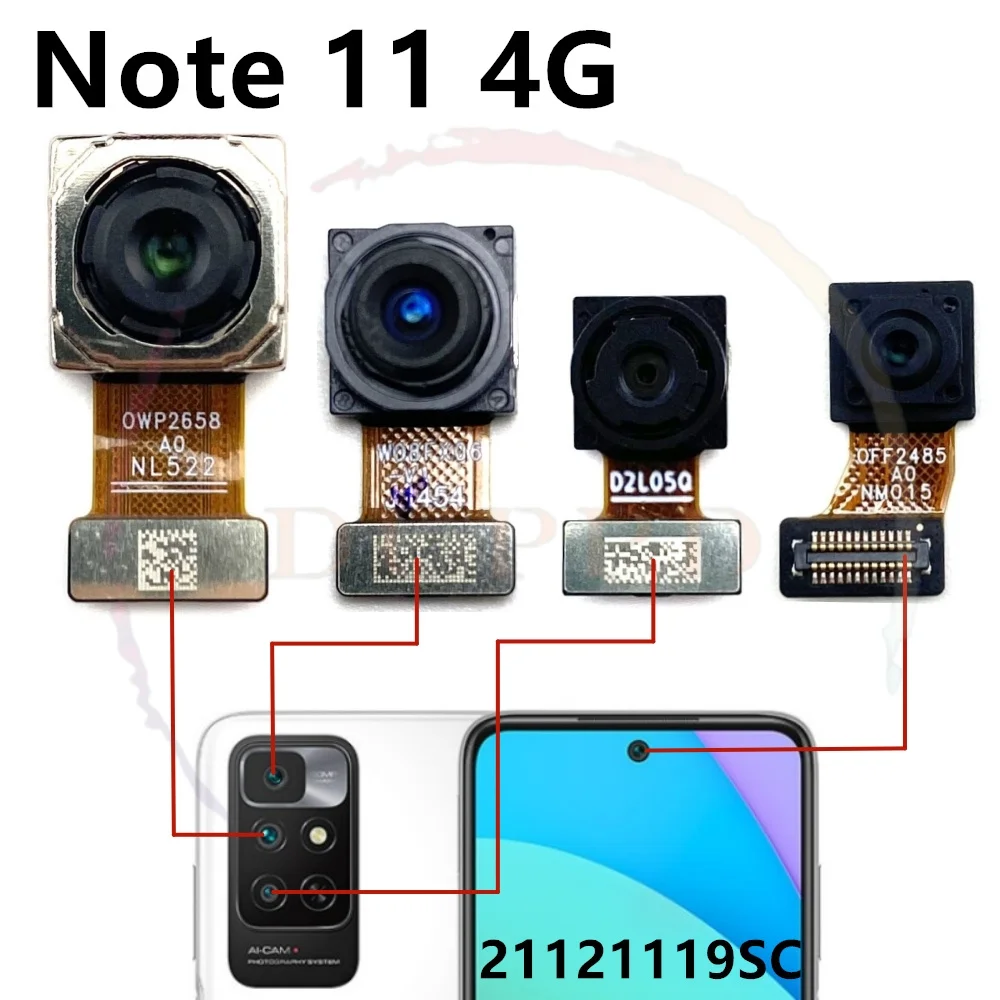 For Xiaomi Redmi Note 11 4G 11SE Rear Back Facing Camera Ultrawide+Depth+Macro Front Selfie Samll Camera Flex Cable Part